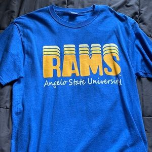 Angelo Stats Rams cursive font tee